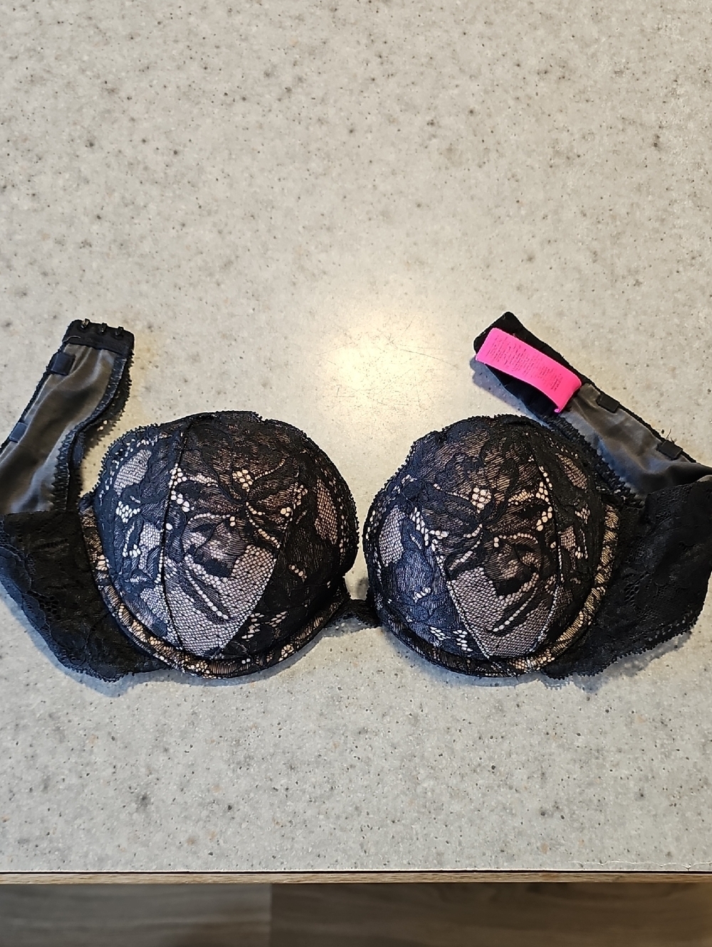 La SENZA Strapless 34A Black Lace Push-Up Bra